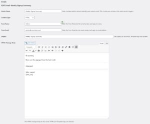 automated weekly signup summary email main body