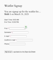 Waitlists public signup form